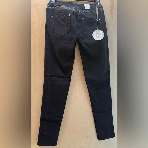 Free Culture Black Skinny Jeans with Faux Leather Inserts. - Picture 7 of 13